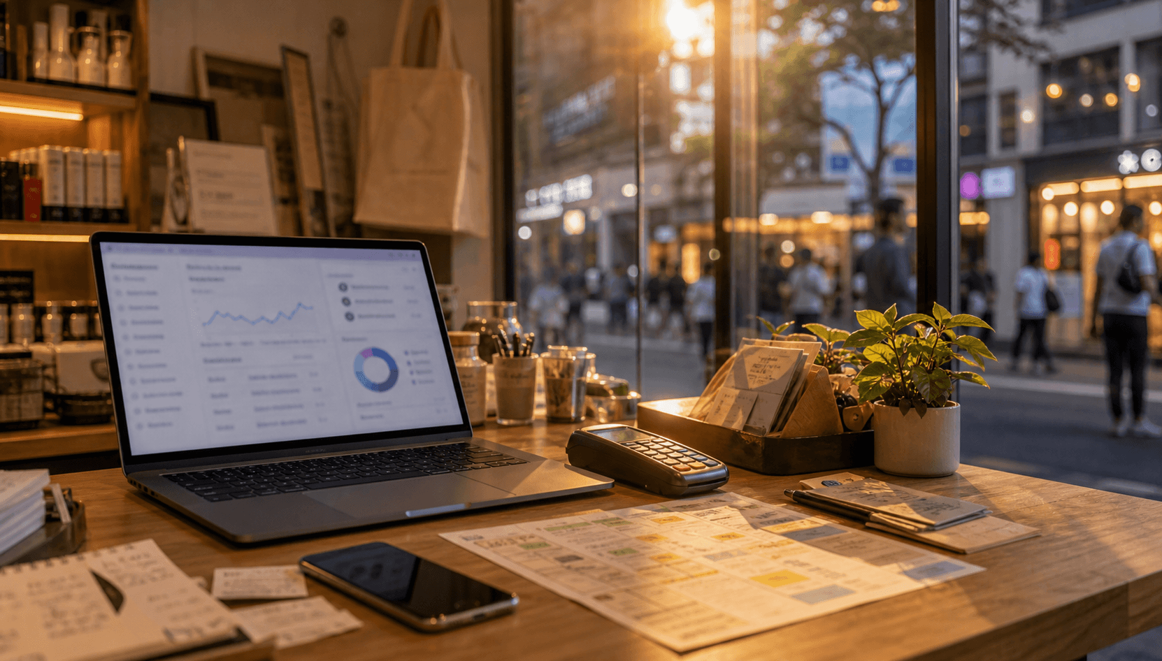 Singapore cafe owner reviewing a local business visibility dashboard.