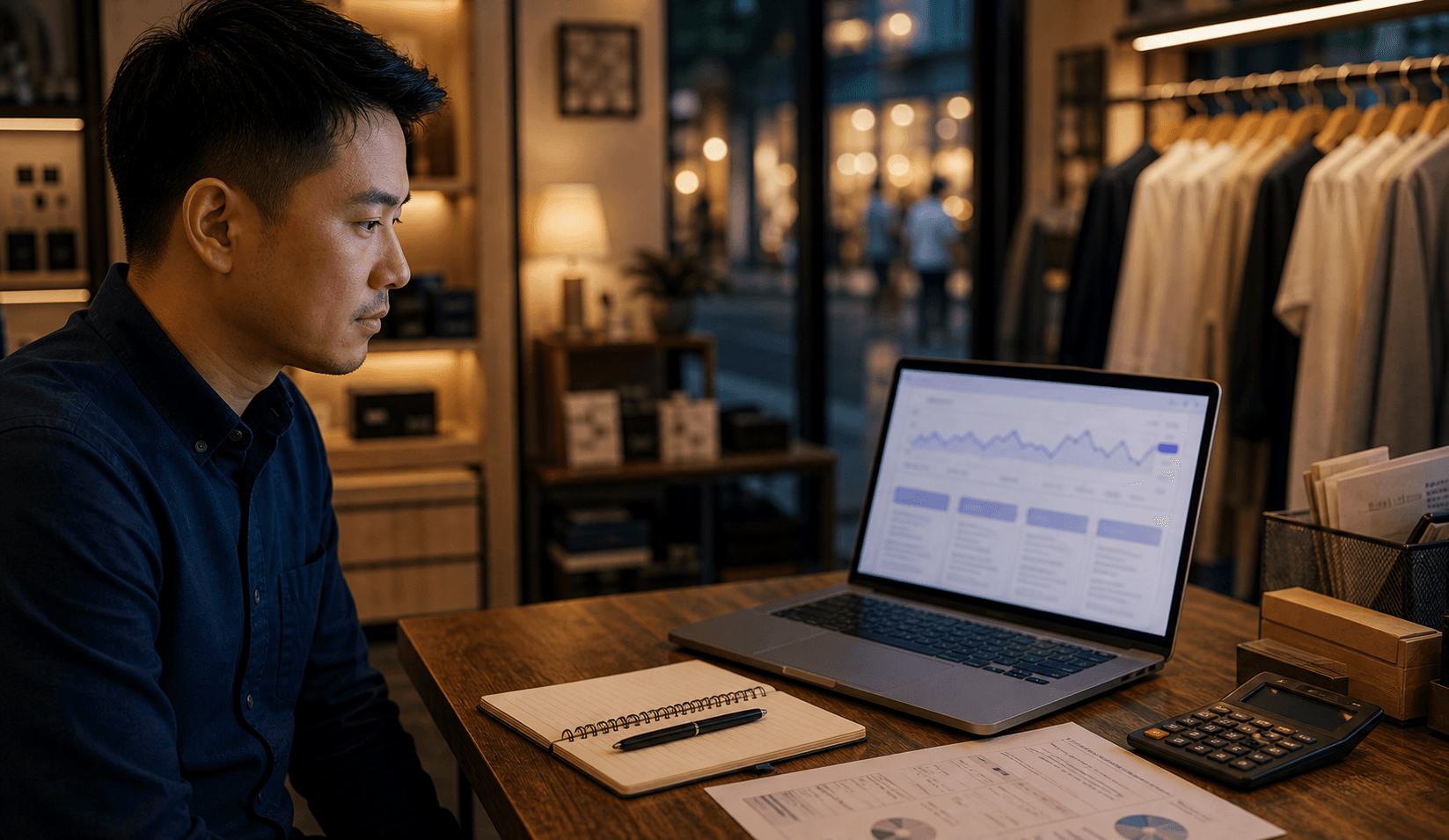 Business owner comparing a search report with AI answer visibility.